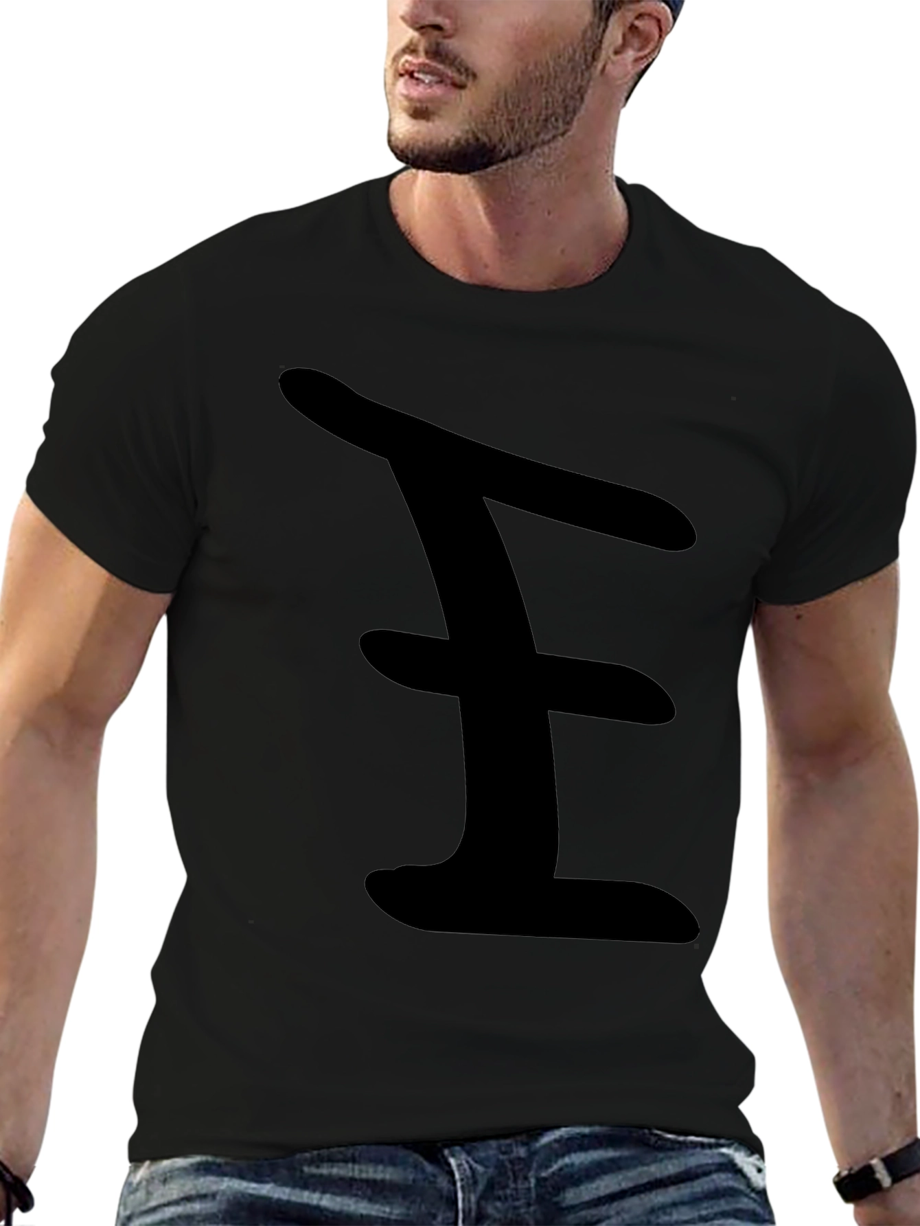 Bold Black Tee with Abstract Design