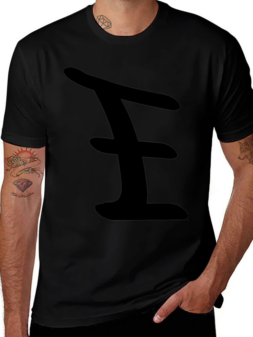 Bold Black Tee with Abstract Design
