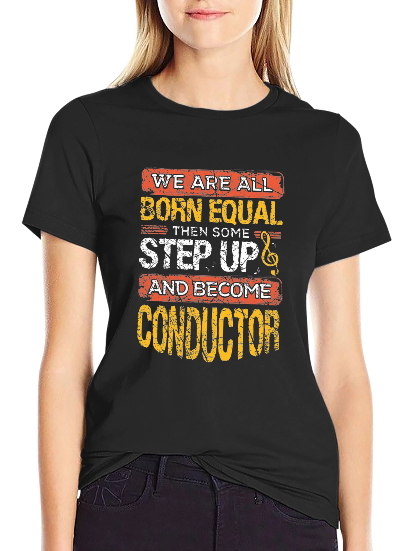 Born Equal Conductor Graphic Tee - Black Cotton Shirt