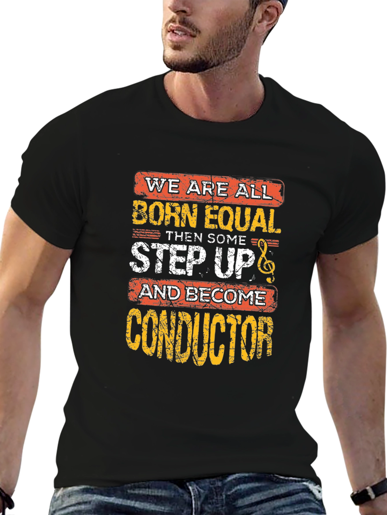 Born Equal Conductor Graphic Tee - Black Cotton Shirt