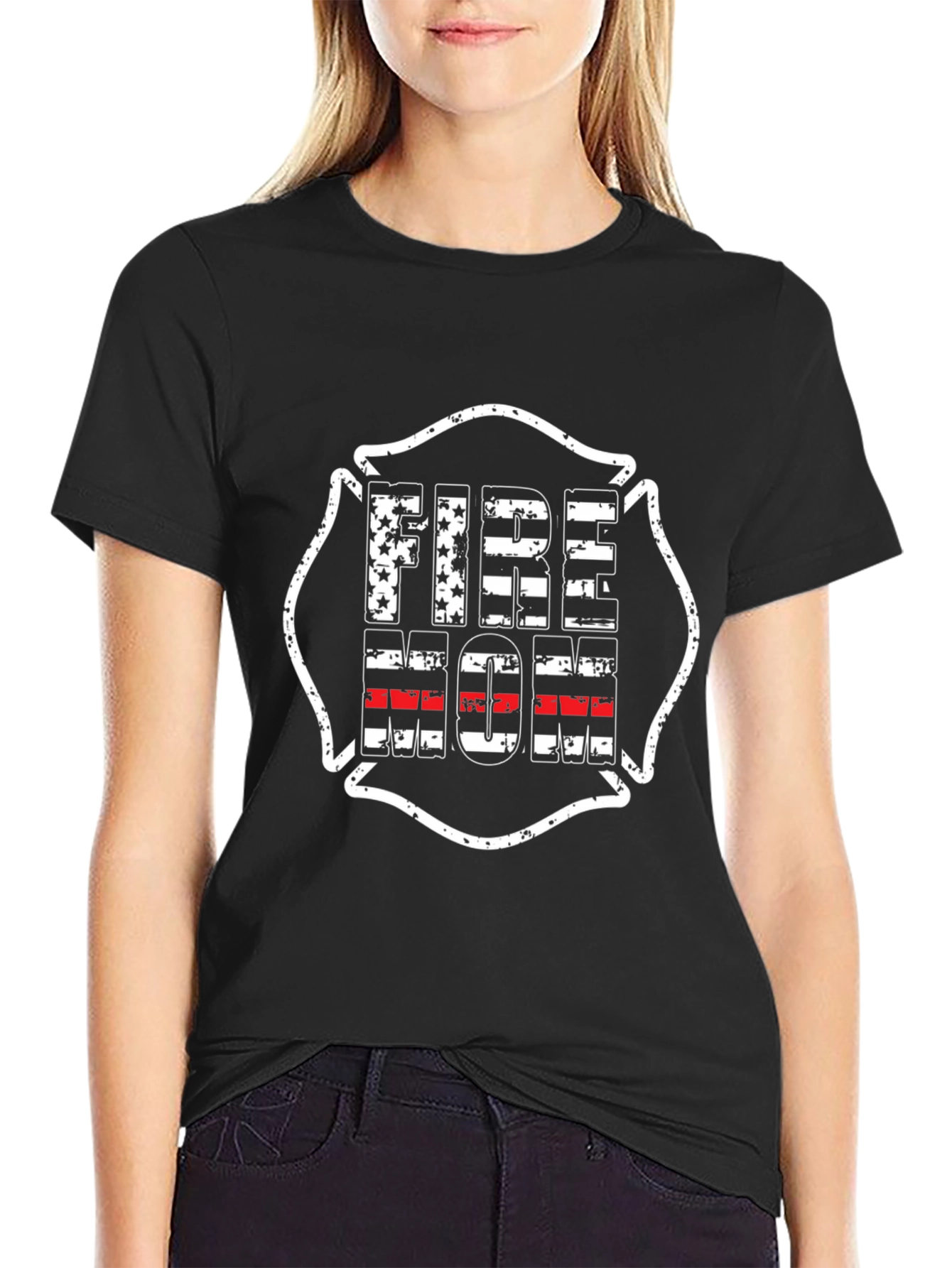Fire Mom Graphic Tee - Black Cotton T-Shirt