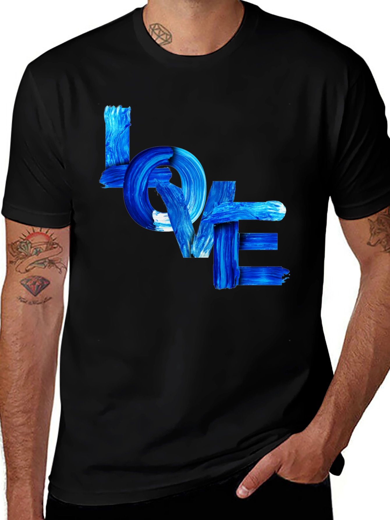 Blue LOVE Graphic T-Shirt - Stylish Casual Tee