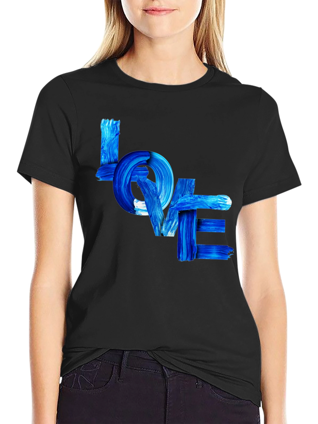 Blue LOVE Graphic T-Shirt - Stylish Casual Tee