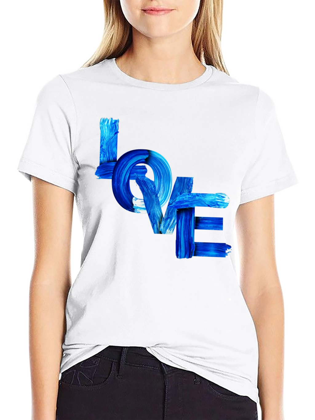 Blue LOVE Graphic T-Shirt - Stylish Casual Tee