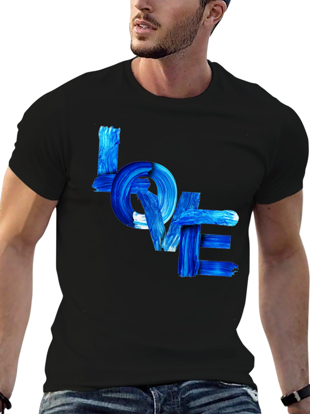 Blue LOVE Graphic T-Shirt - Stylish Casual Tee