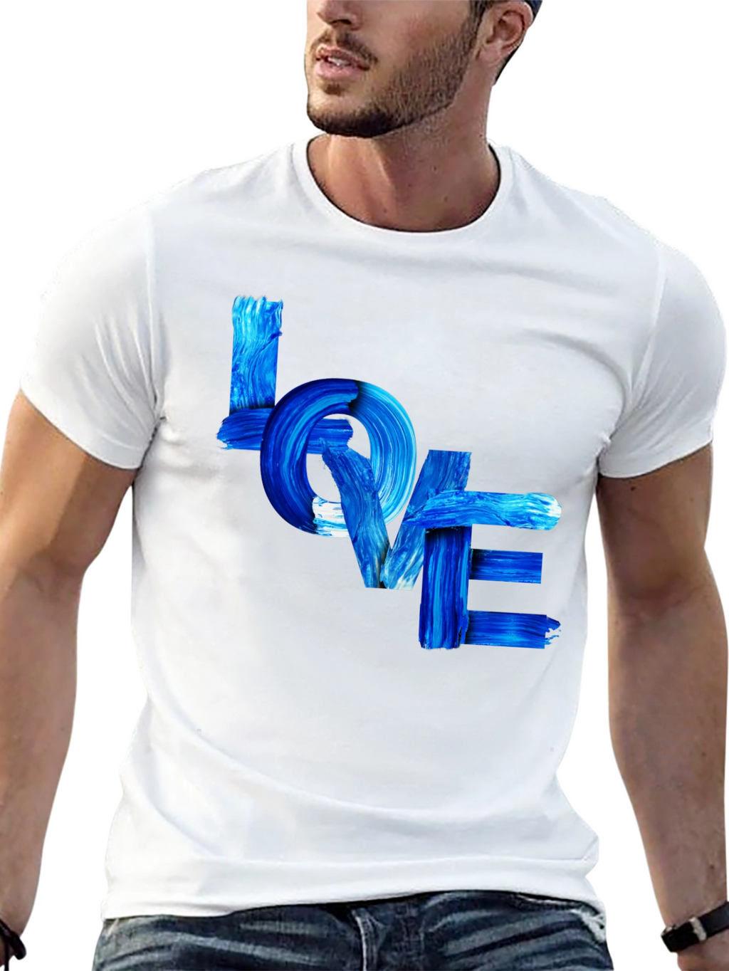 Blue LOVE Graphic T-Shirt - Stylish Casual Tee