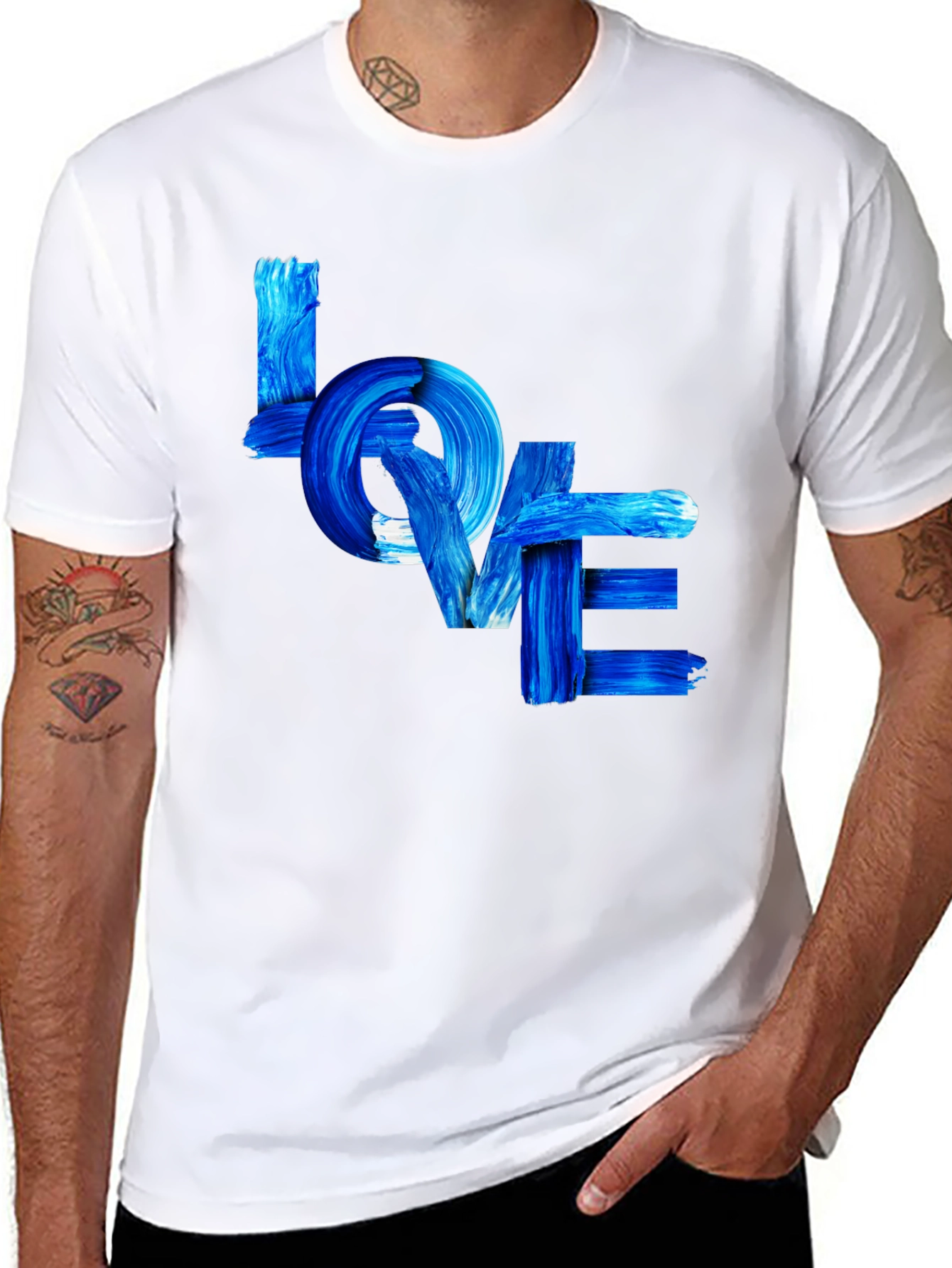 Blue LOVE Graphic T-Shirt - Stylish Casual Tee