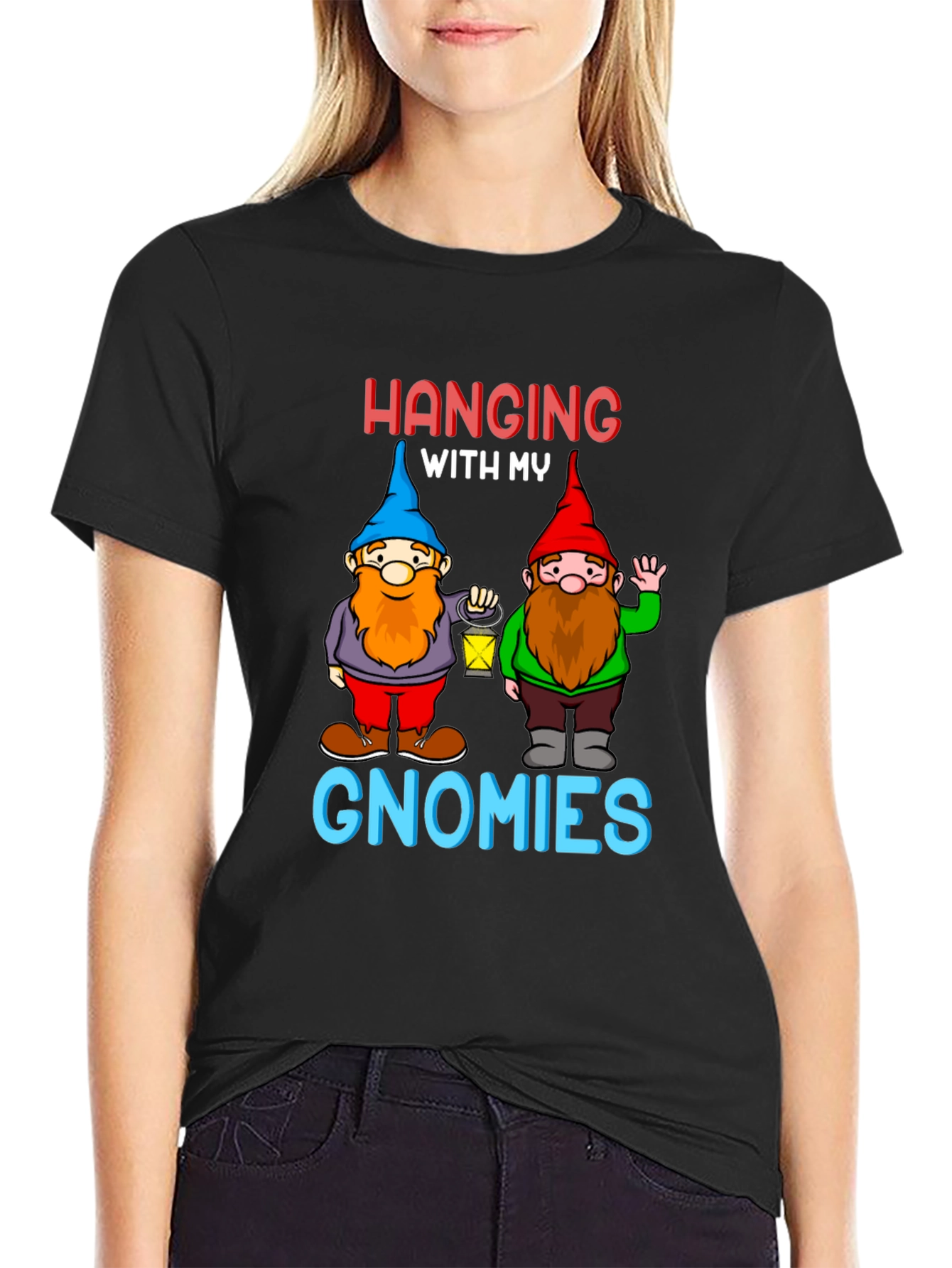 Hanging With My Gnomies Black T-Shirt
