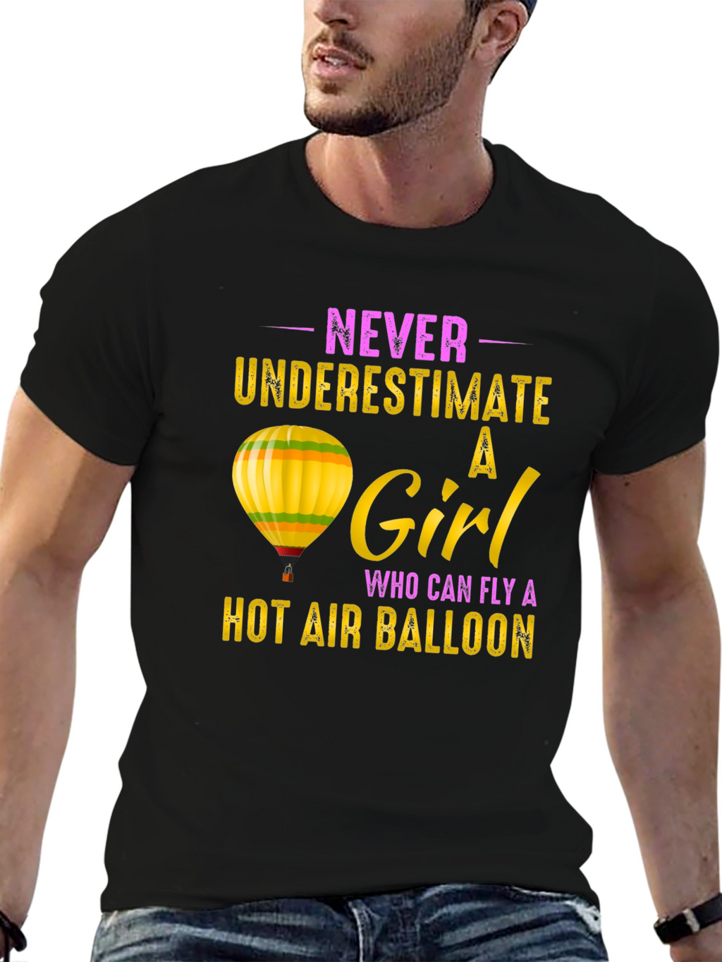 Never Underestimate a Girl Hot Air Balloon T-Shirt