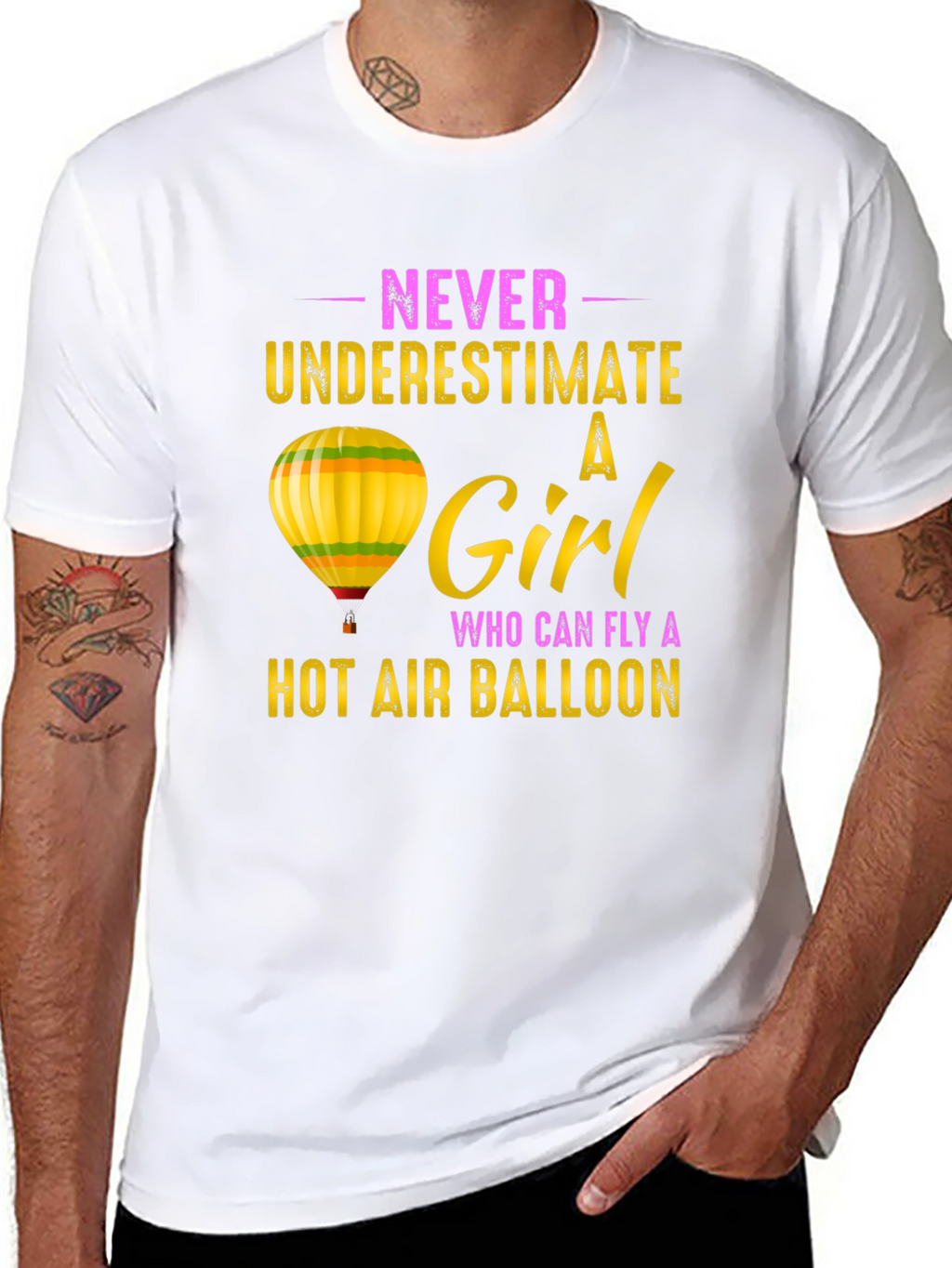 Never Underestimate a Girl Hot Air Balloon T-Shirt