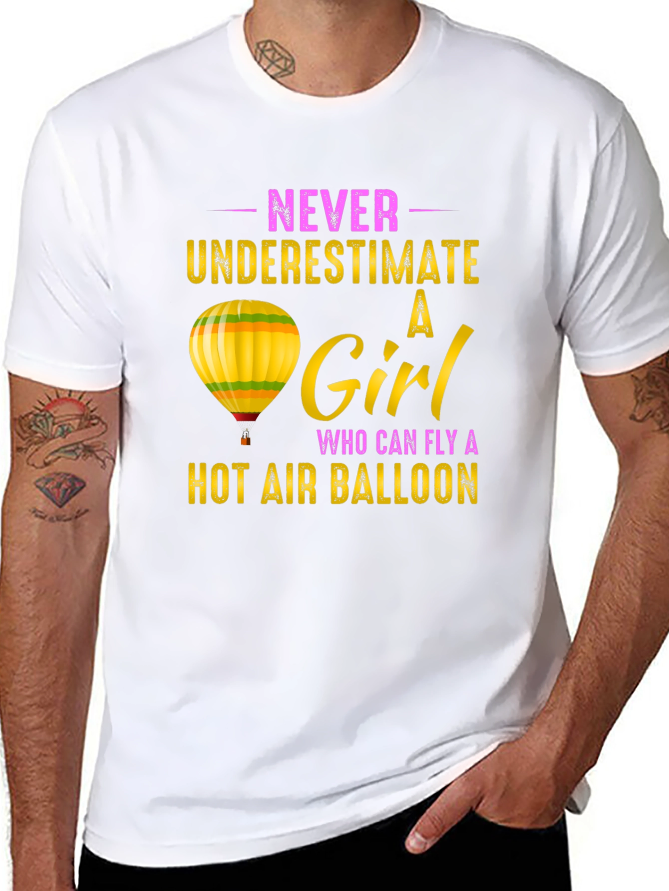 Never Underestimate a Girl Hot Air Balloon T-Shirt