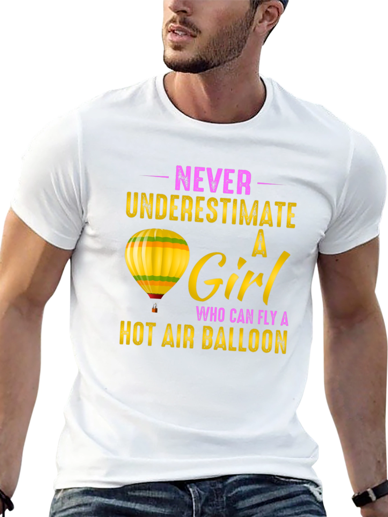 Never Underestimate a Girl Hot Air Balloon T-Shirt