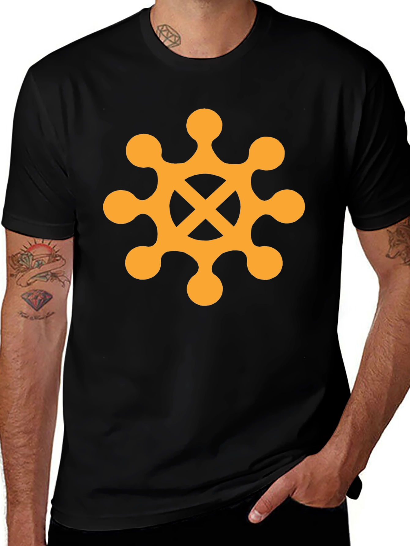 Adinkra Hwe Mu Dua T-Shirt - Black Graphic Tee