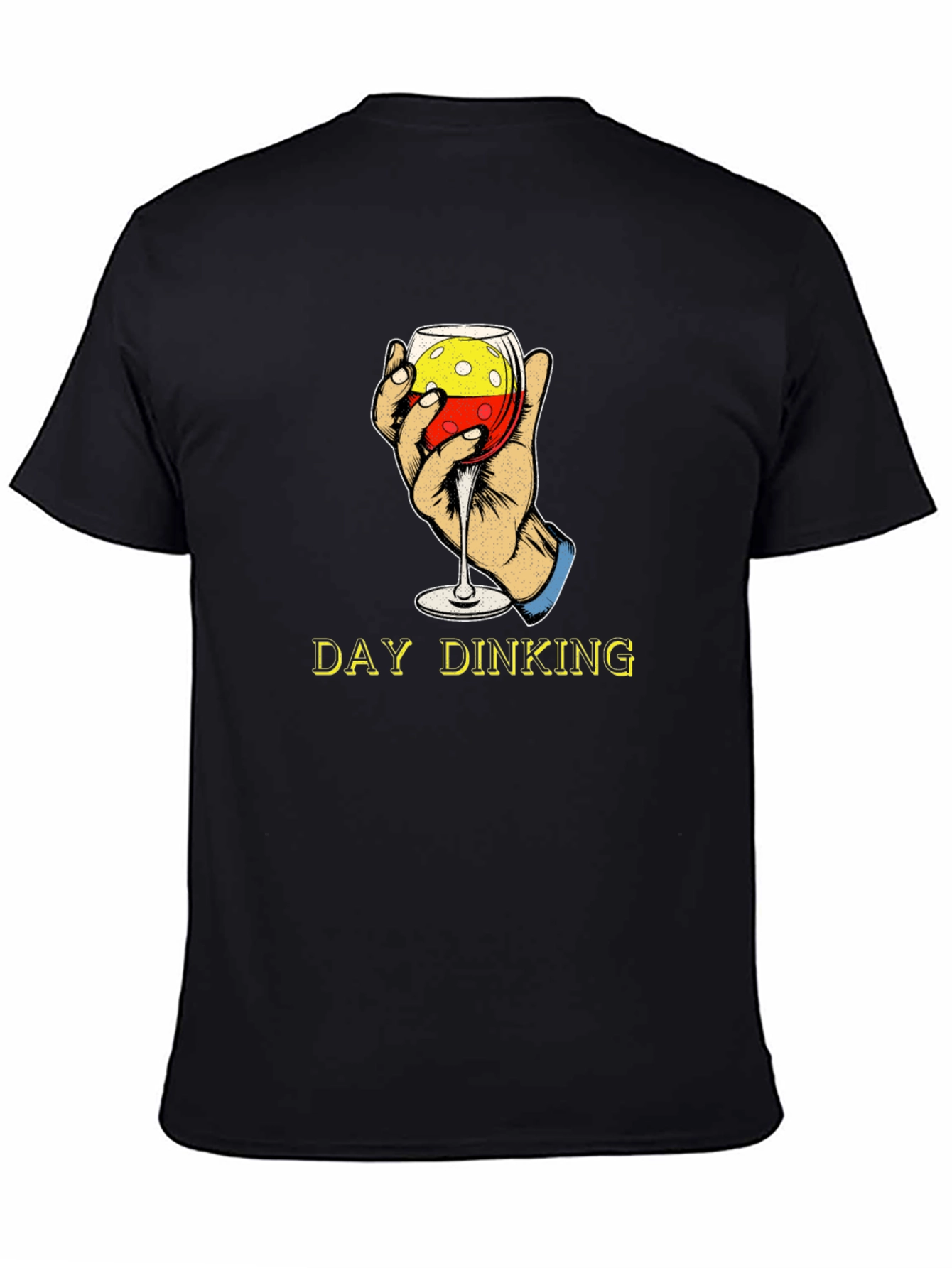 Day Drinking T-Shirt: Wine Glass Pickleball Design