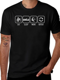 Eat Sleep Work Repeat Graphic Tee - Black