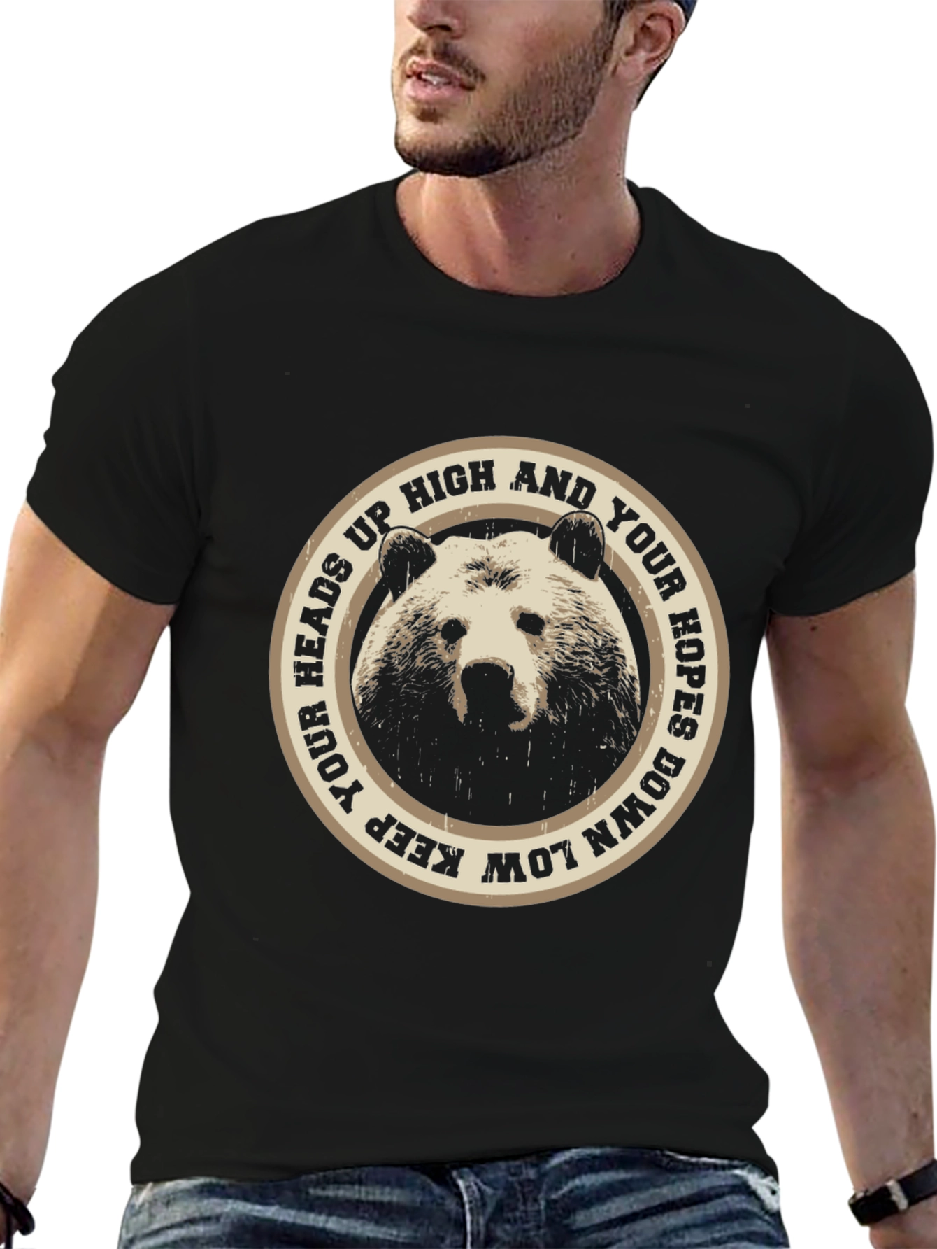 Bear Heads Up High Graphic T-Shirt
