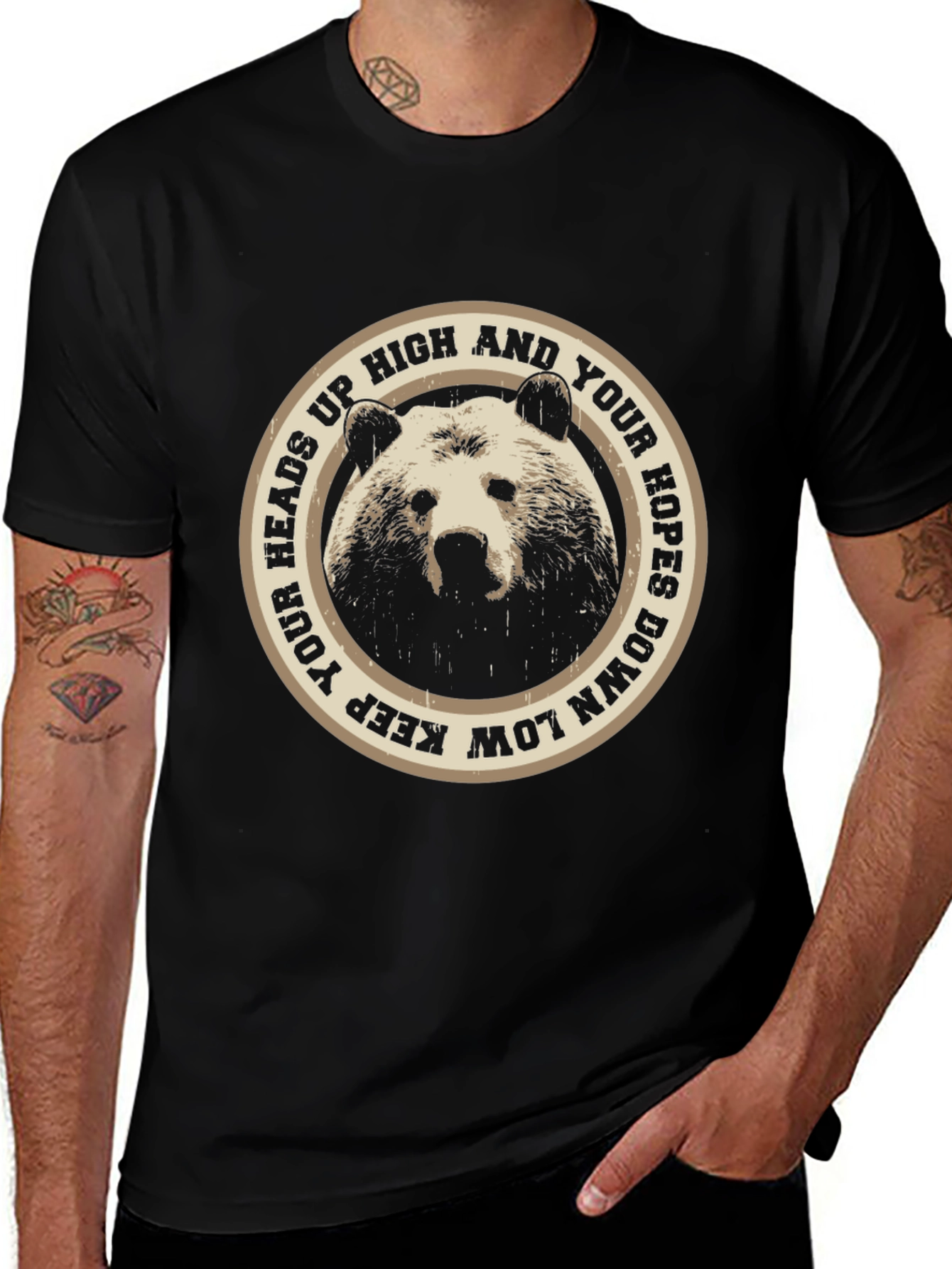 Bear Heads Up High Graphic T-Shirt