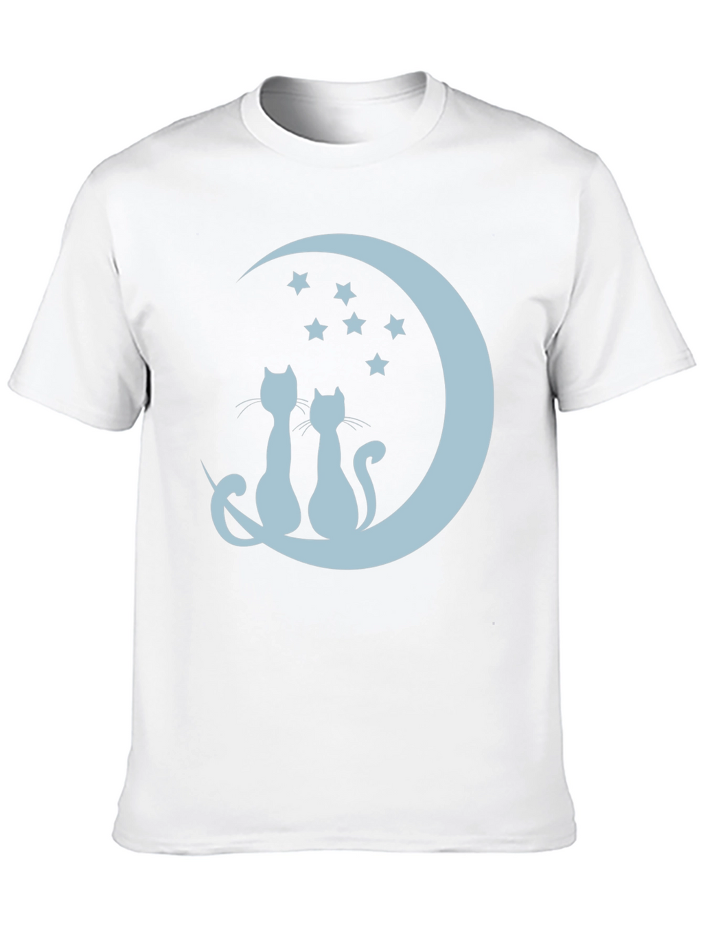 Cats On Moon Graphic Tee - Black Unisex T-Shirt