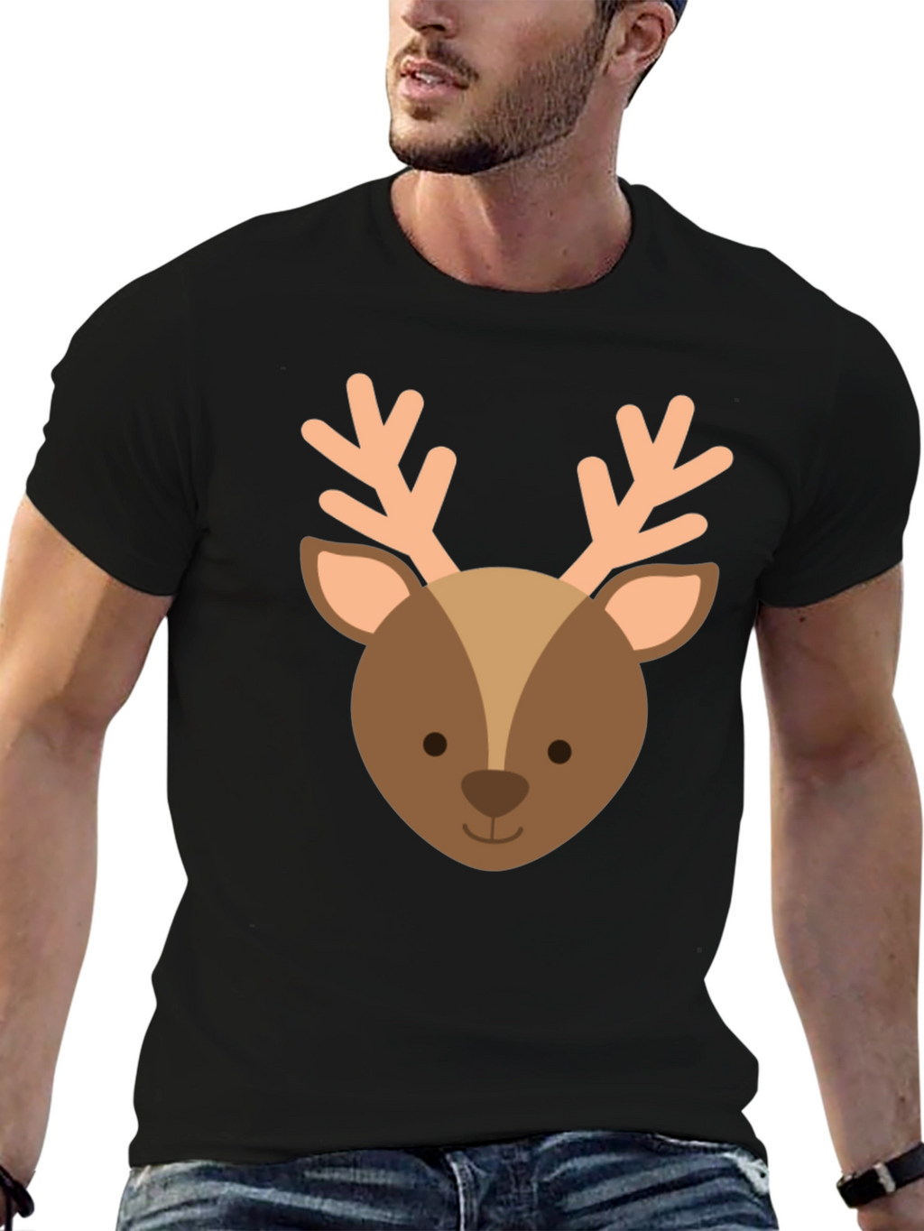 Cute Reindeer Graphic Tee - Holiday Apparel