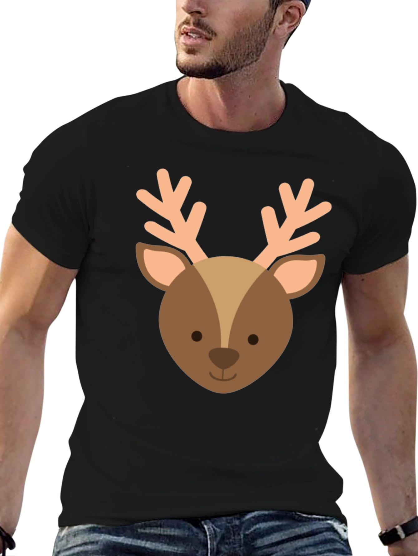 Cute Reindeer Graphic Tee - Holiday Apparel