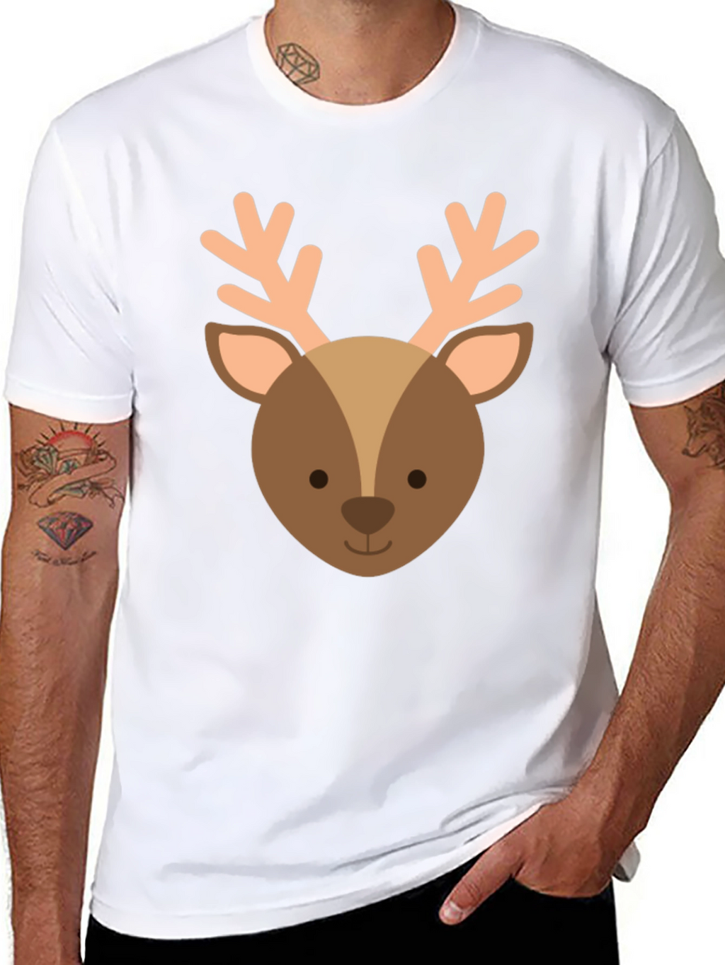 Cute Reindeer Graphic Tee - Holiday Apparel