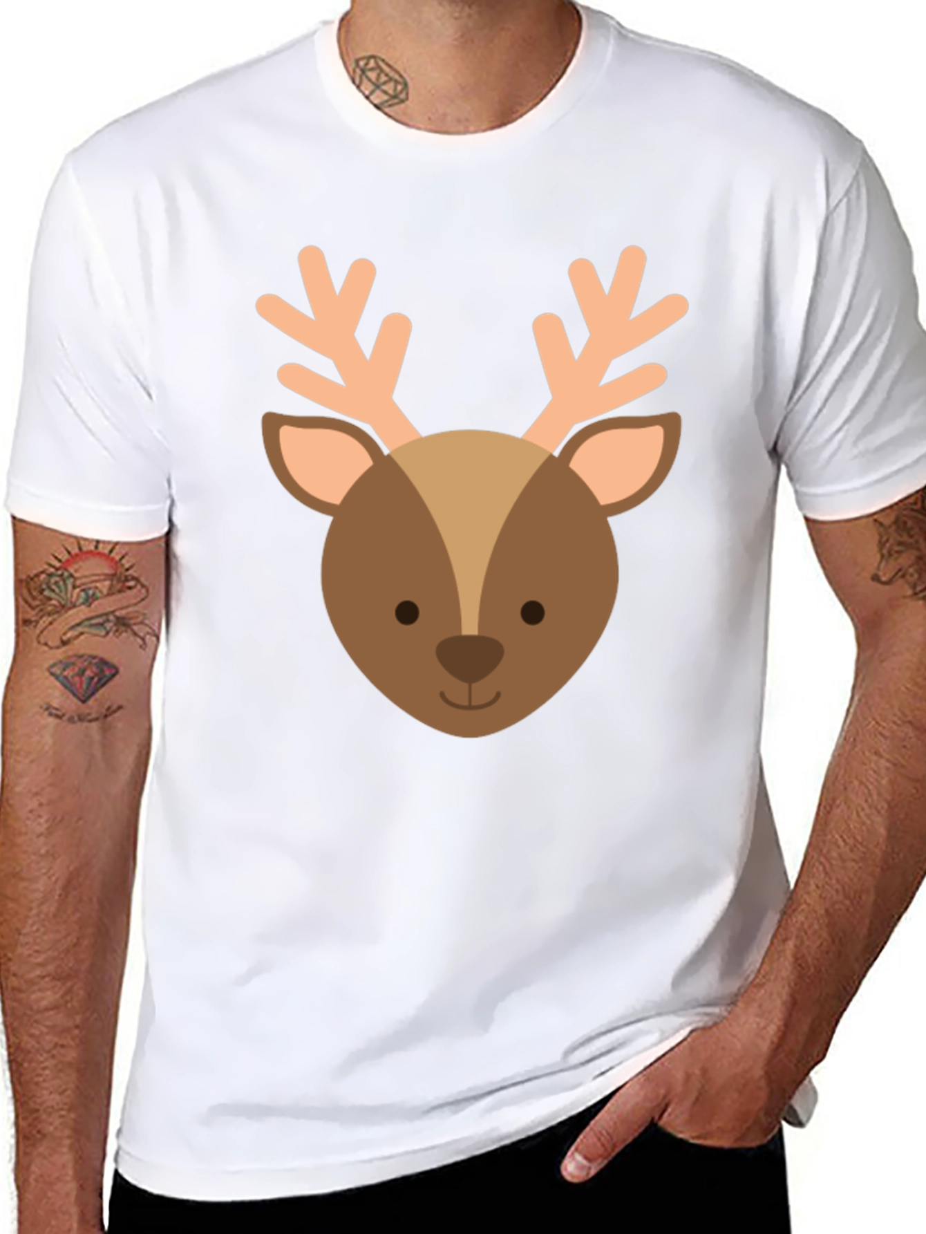 Cute Reindeer Graphic Tee - Holiday Apparel