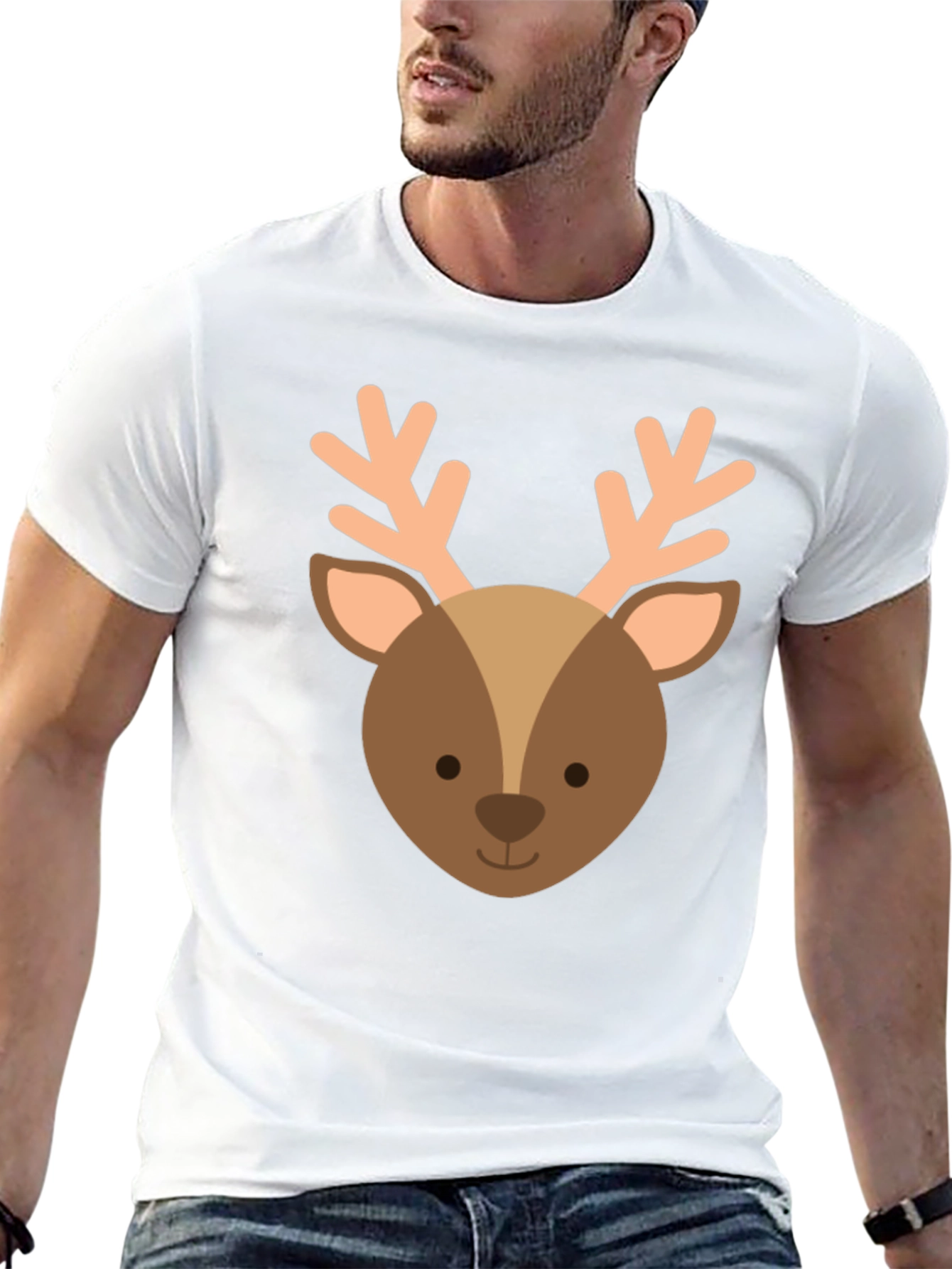 Cute Reindeer Graphic Tee - Holiday Apparel
