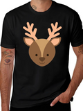 Cute Reindeer Graphic Tee - Holiday Apparel