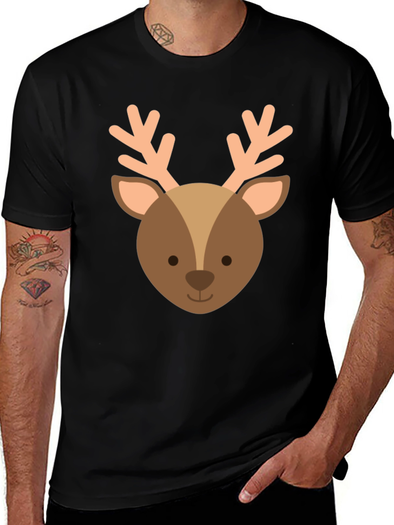 Cute Reindeer Graphic Tee - Holiday Apparel
