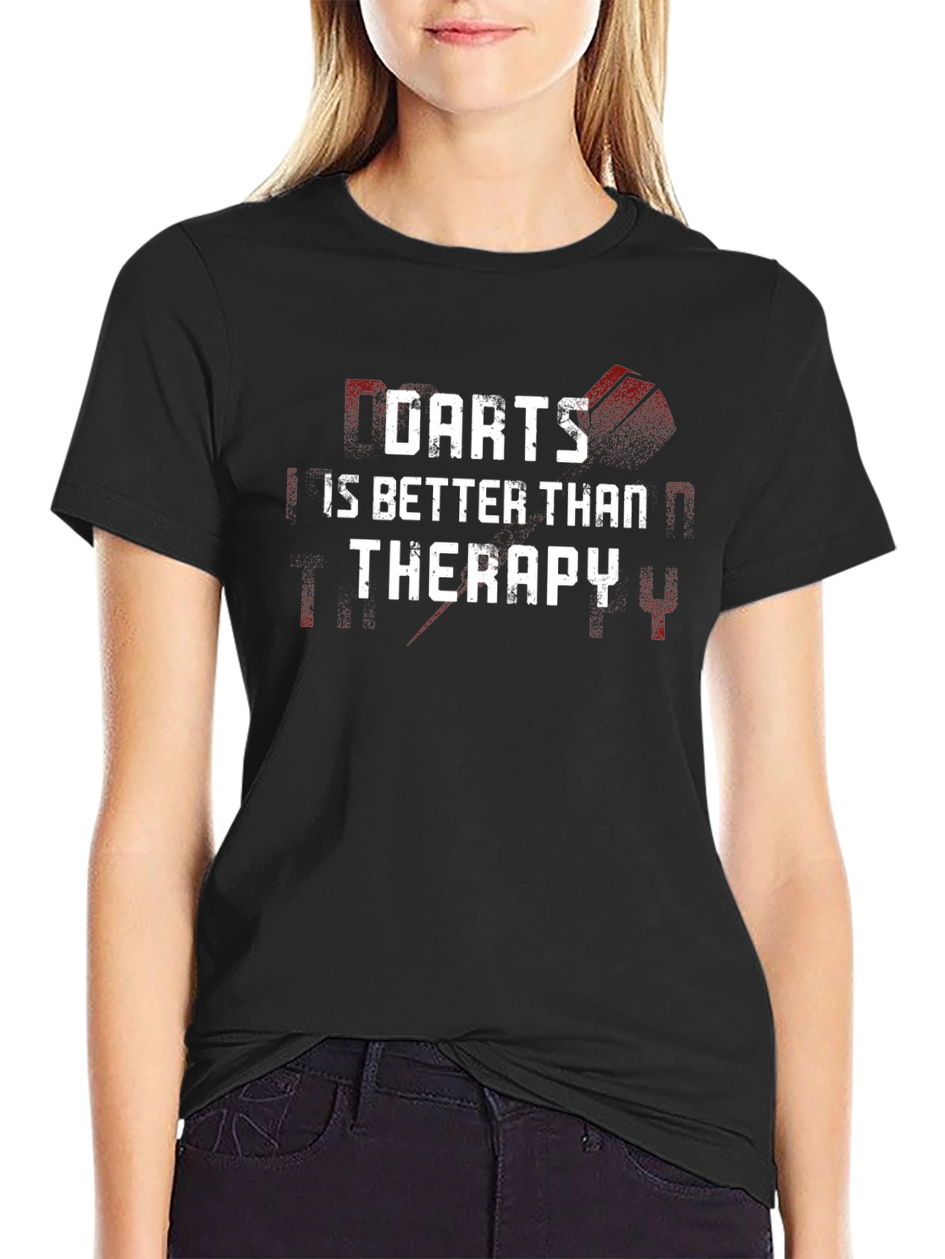 Darts is Better Than Therapy Black Graphic Tee