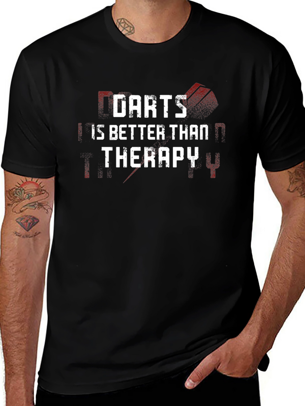 Darts is Better Than Therapy Black Graphic Tee