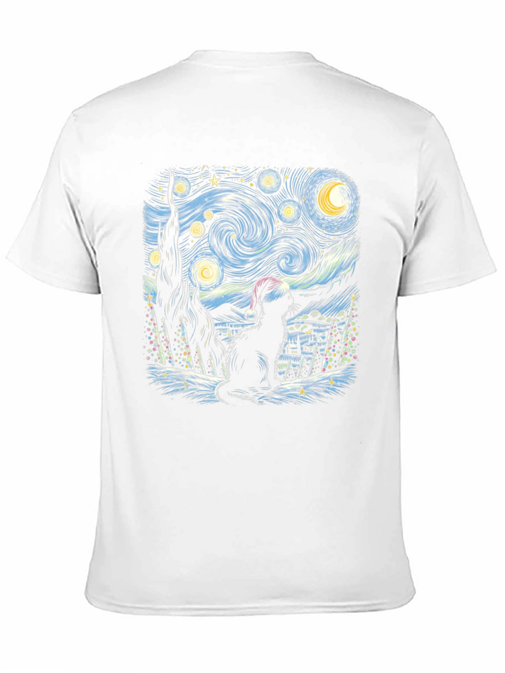 Starry Night Cat Christmas T-Shirt