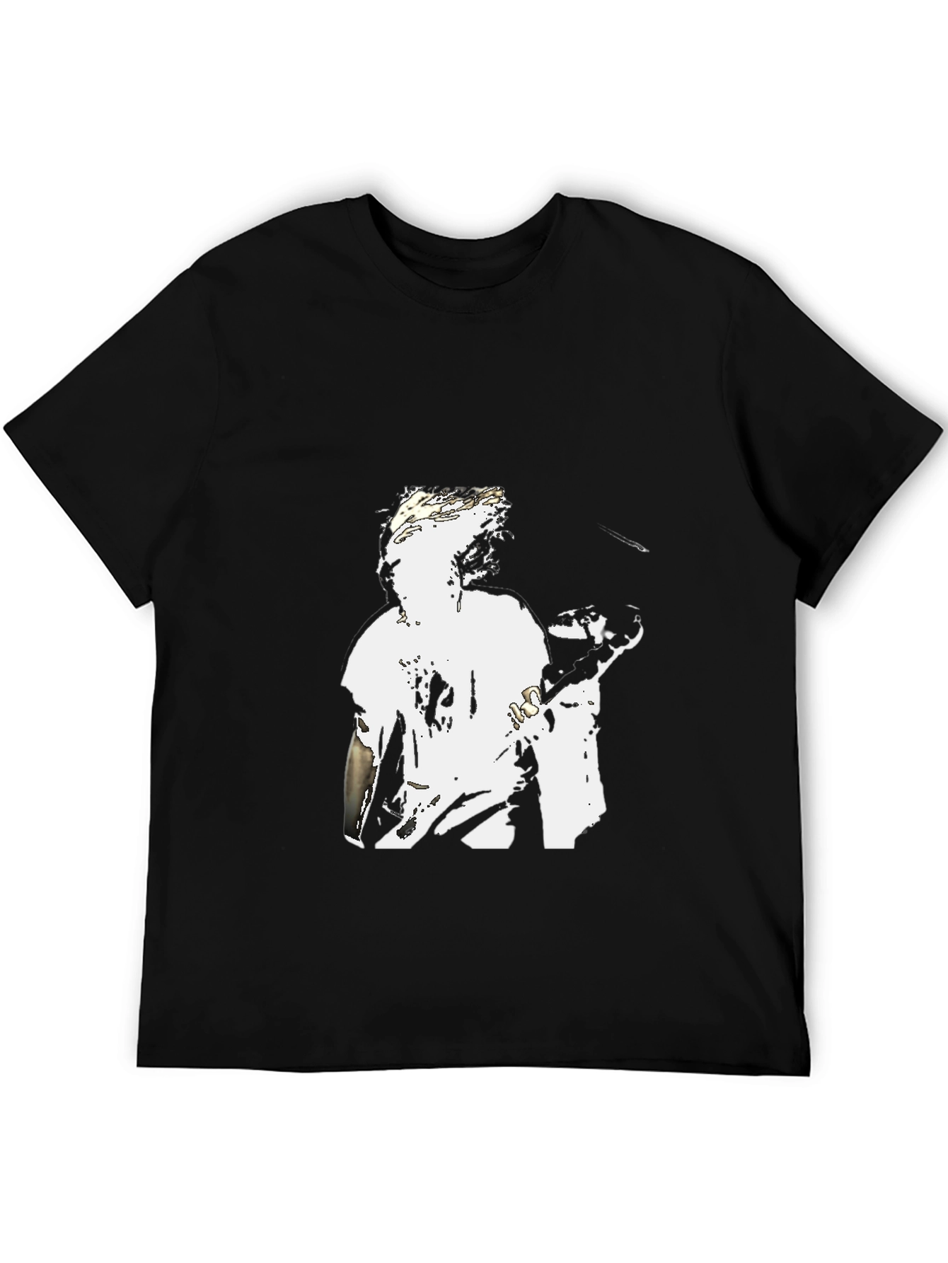Black Graphic Tee - White Figure Design