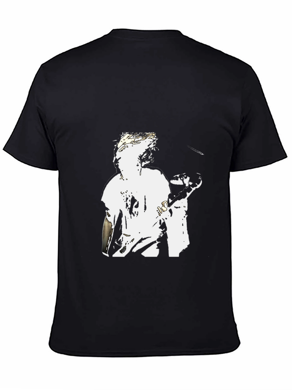 Black Graphic Tee - White Figure Design