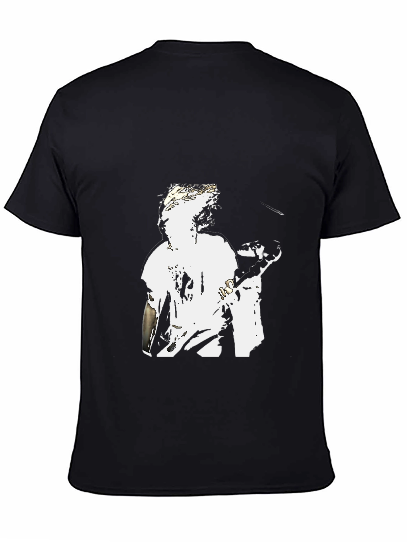 Black Graphic Tee - White Figure Design