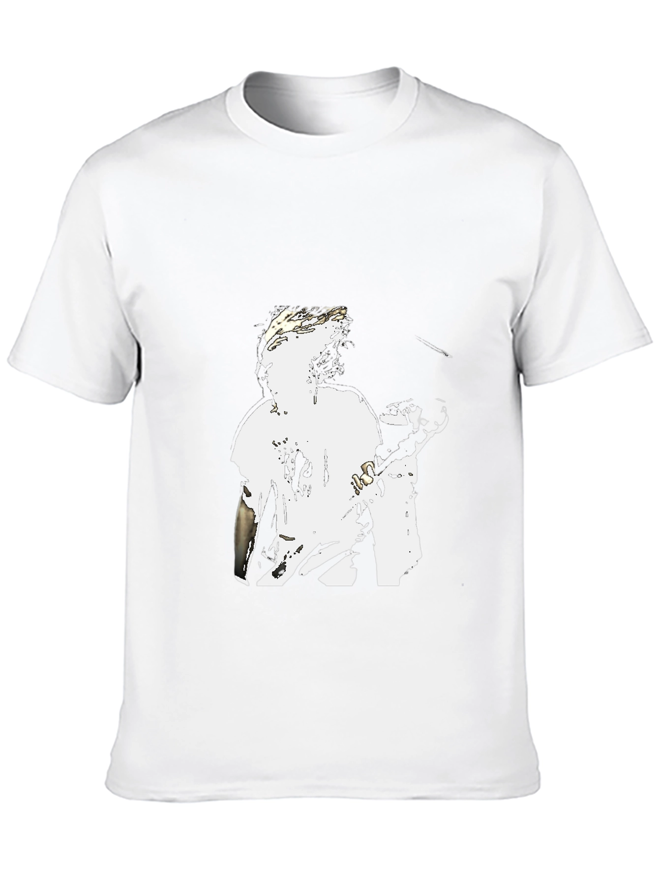 Black Graphic Tee - White Figure Design
