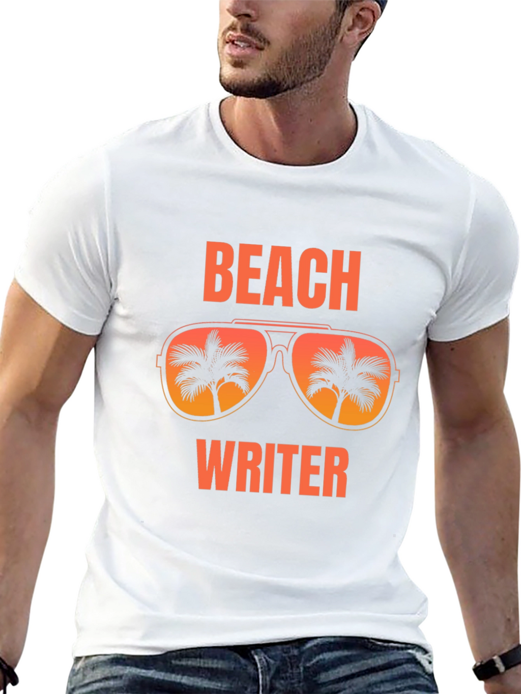Beach Writer T-Shirt Palm Tree Sunglasses Vacation Tee