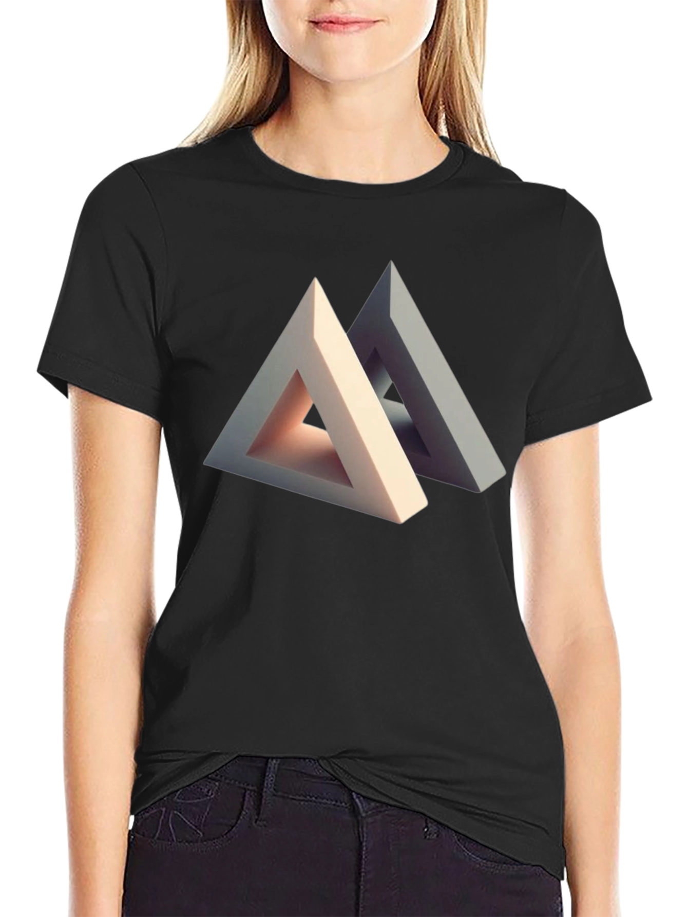 Abstract Triangle Illusion Graphic Tee - Modern Art Shirt