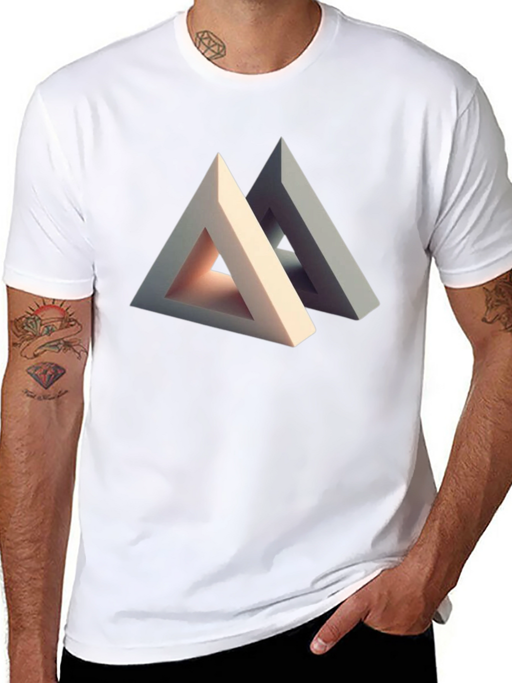 Abstract Triangle Illusion Graphic Tee - Modern Art Shirt