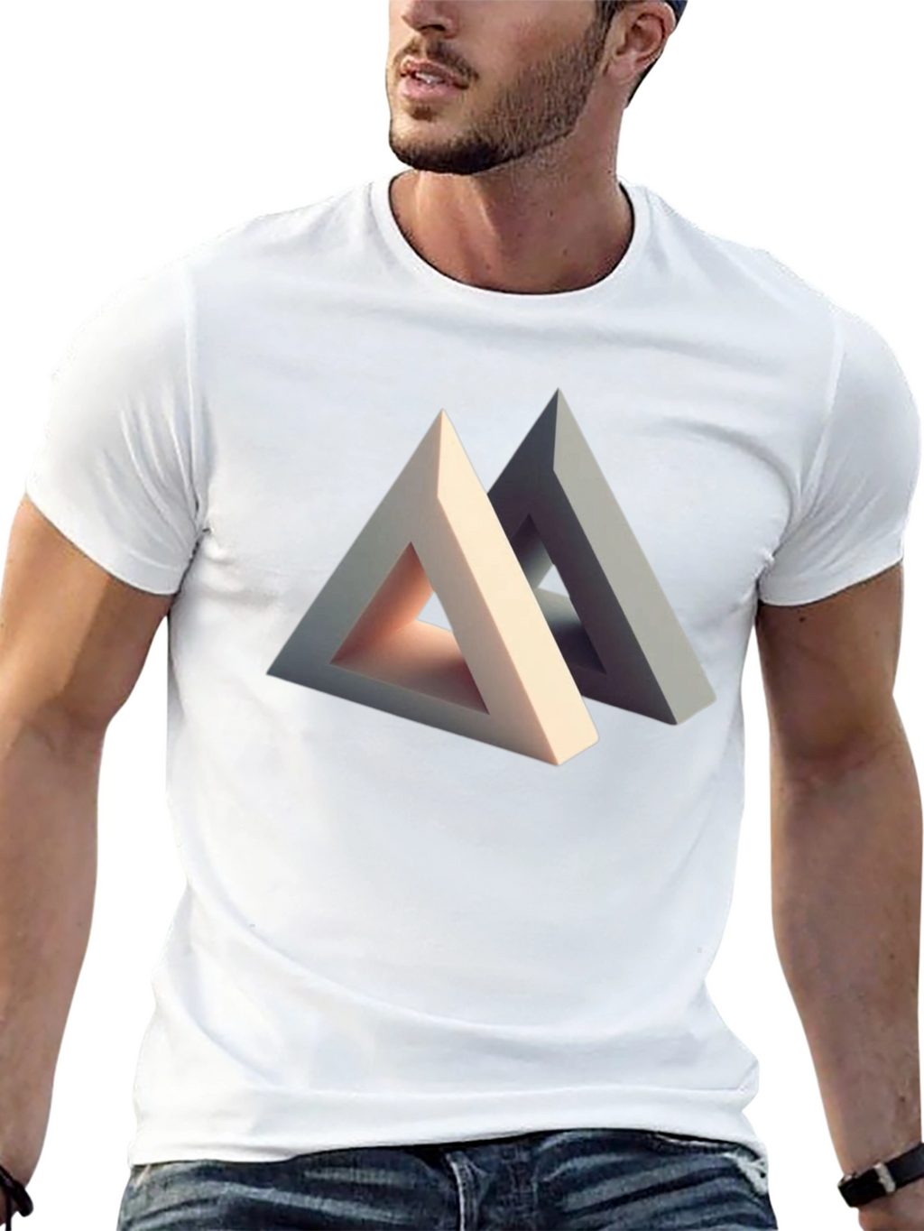 Abstract Triangle Illusion Graphic Tee - Modern Art Shirt