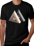 Abstract Triangle Illusion Graphic Tee - Modern Art Shirt