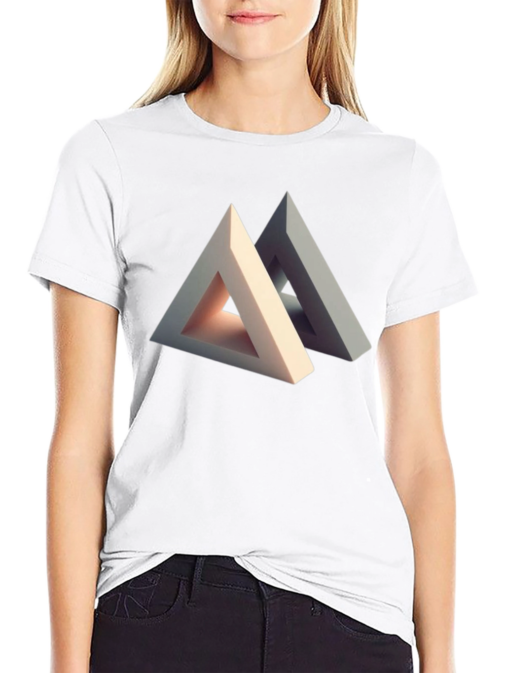 Abstract Triangle Illusion Graphic Tee - Modern Art Shirt