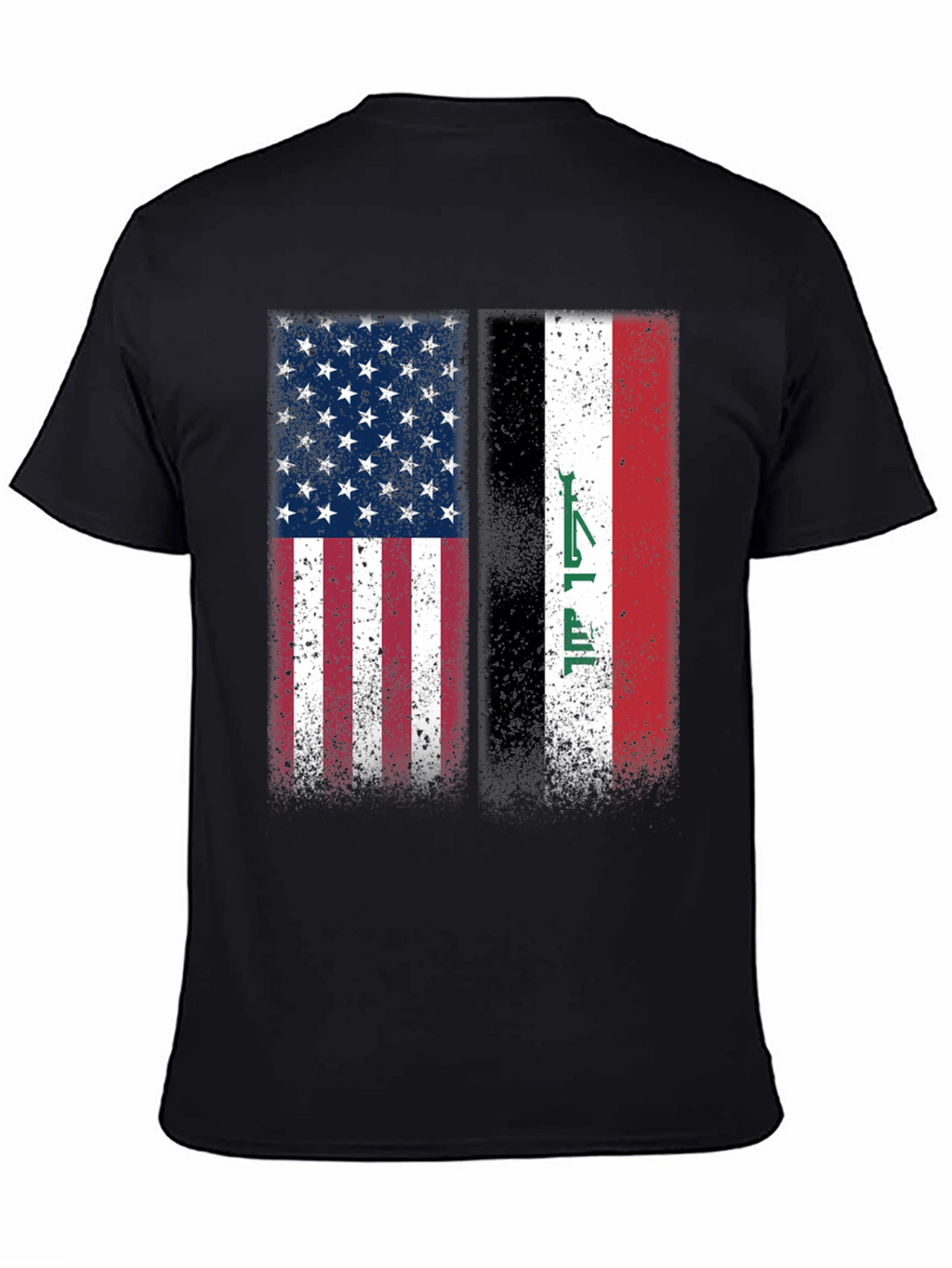 USA & Iraq Flags Distressed Graphic T-Shirt