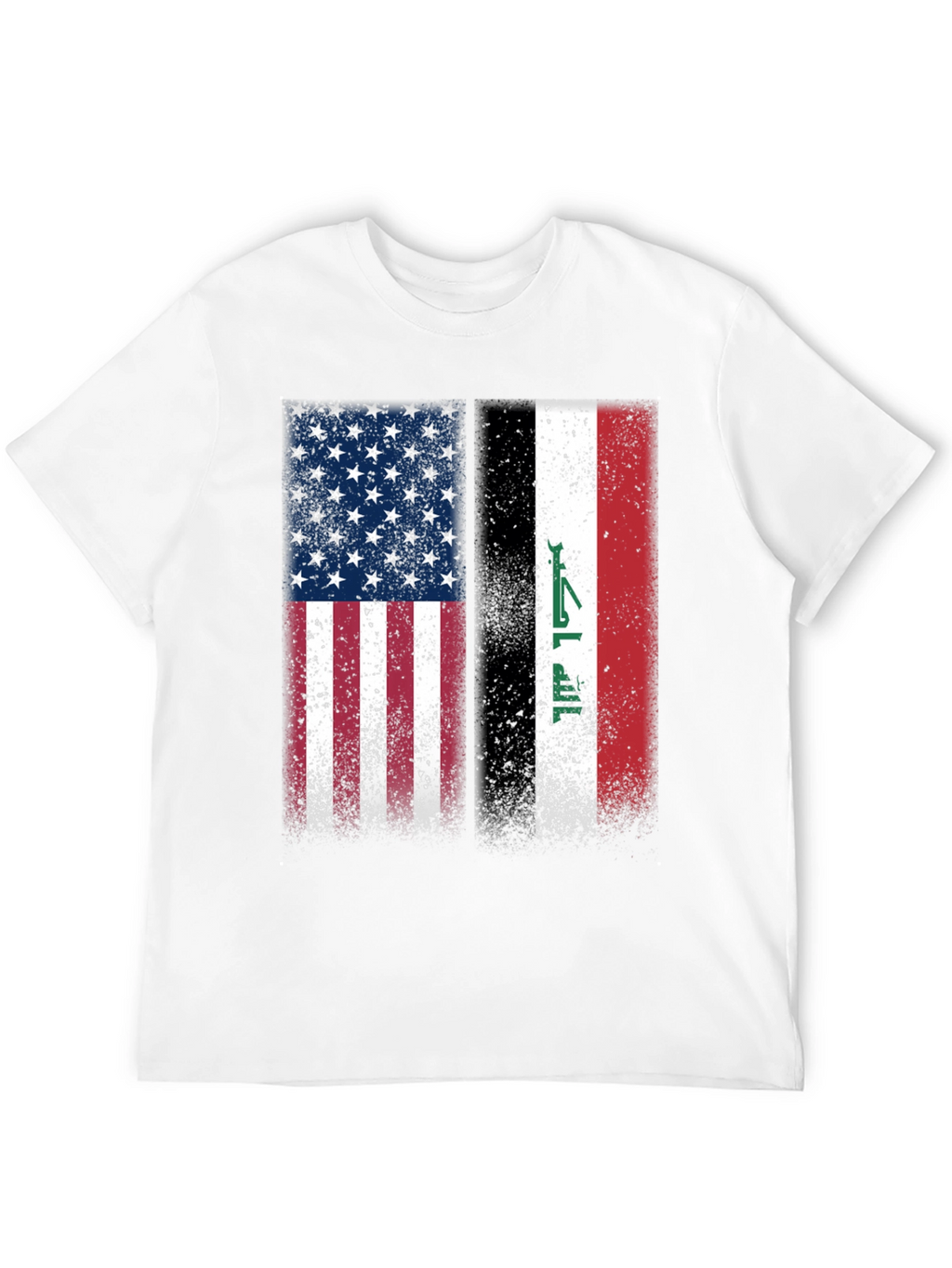 USA & Iraq Flags Distressed Graphic T-Shirt