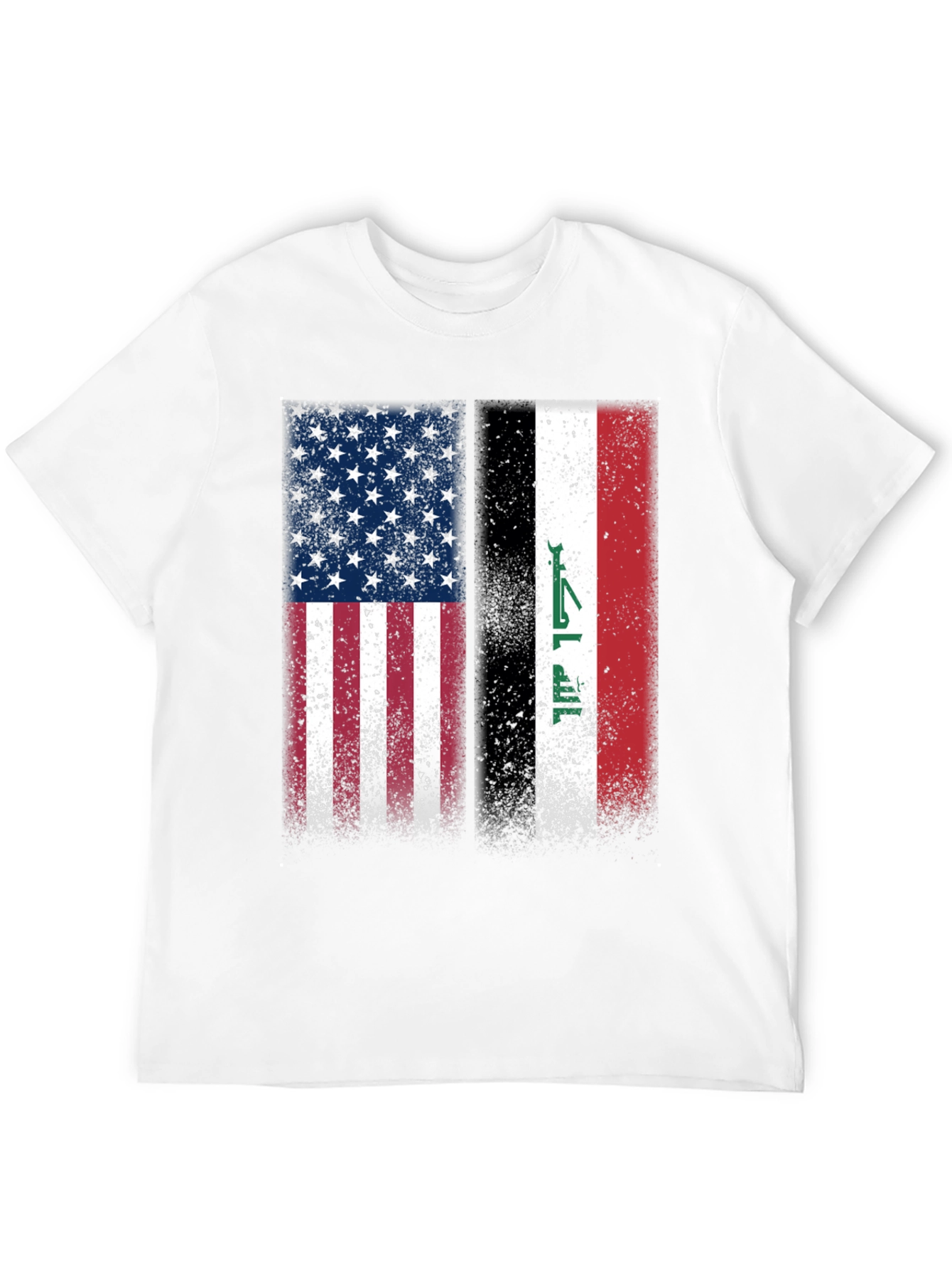 USA & Iraq Flags Distressed Graphic T-Shirt