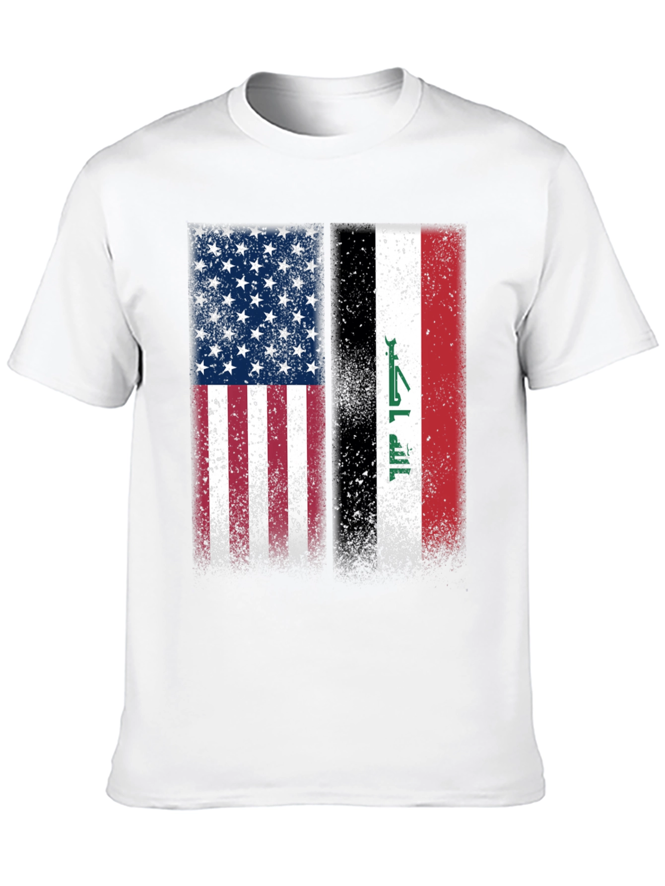 USA & Iraq Flags Distressed Graphic T-Shirt