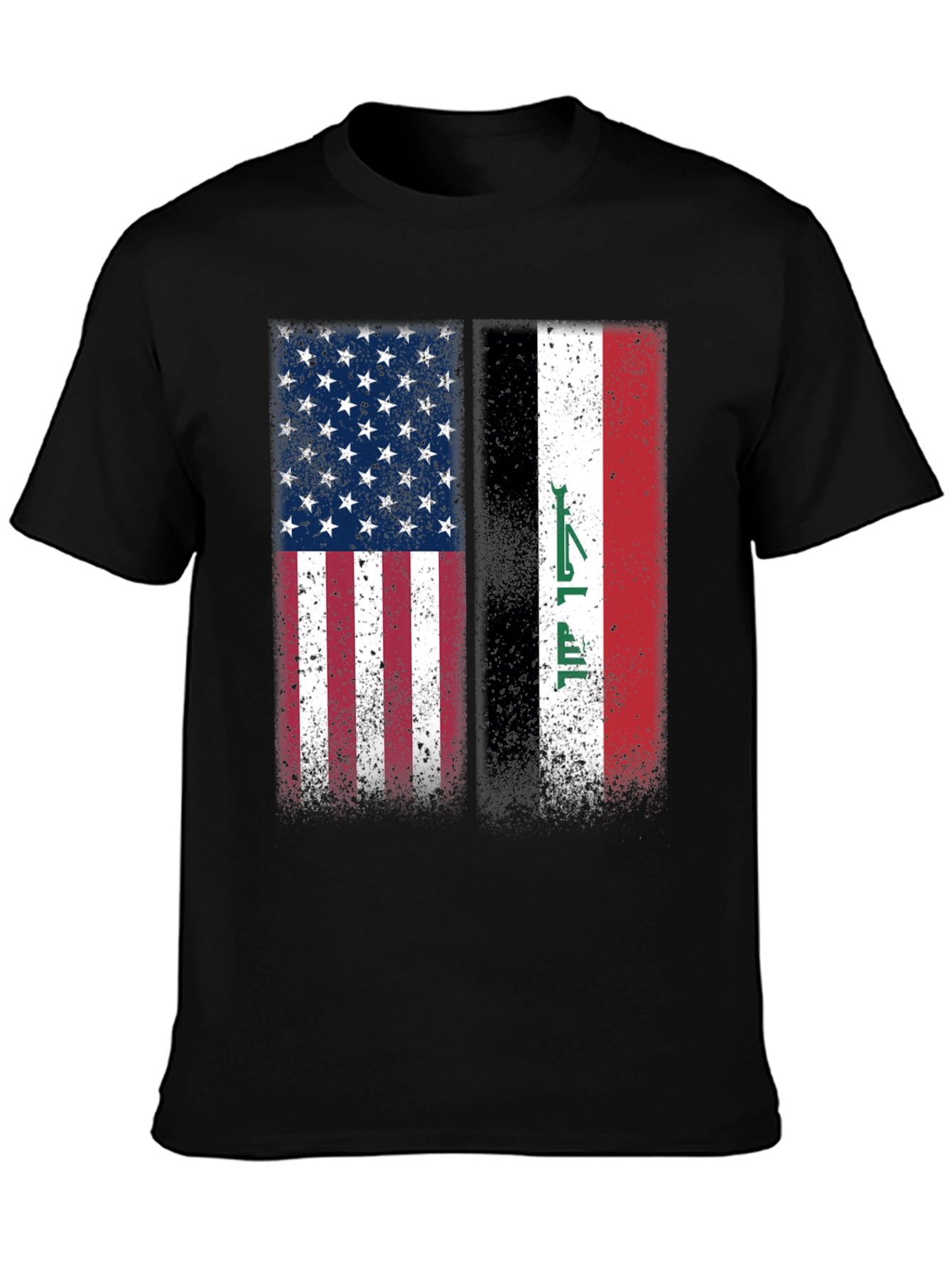 USA & Iraq Flags Distressed Graphic T-Shirt