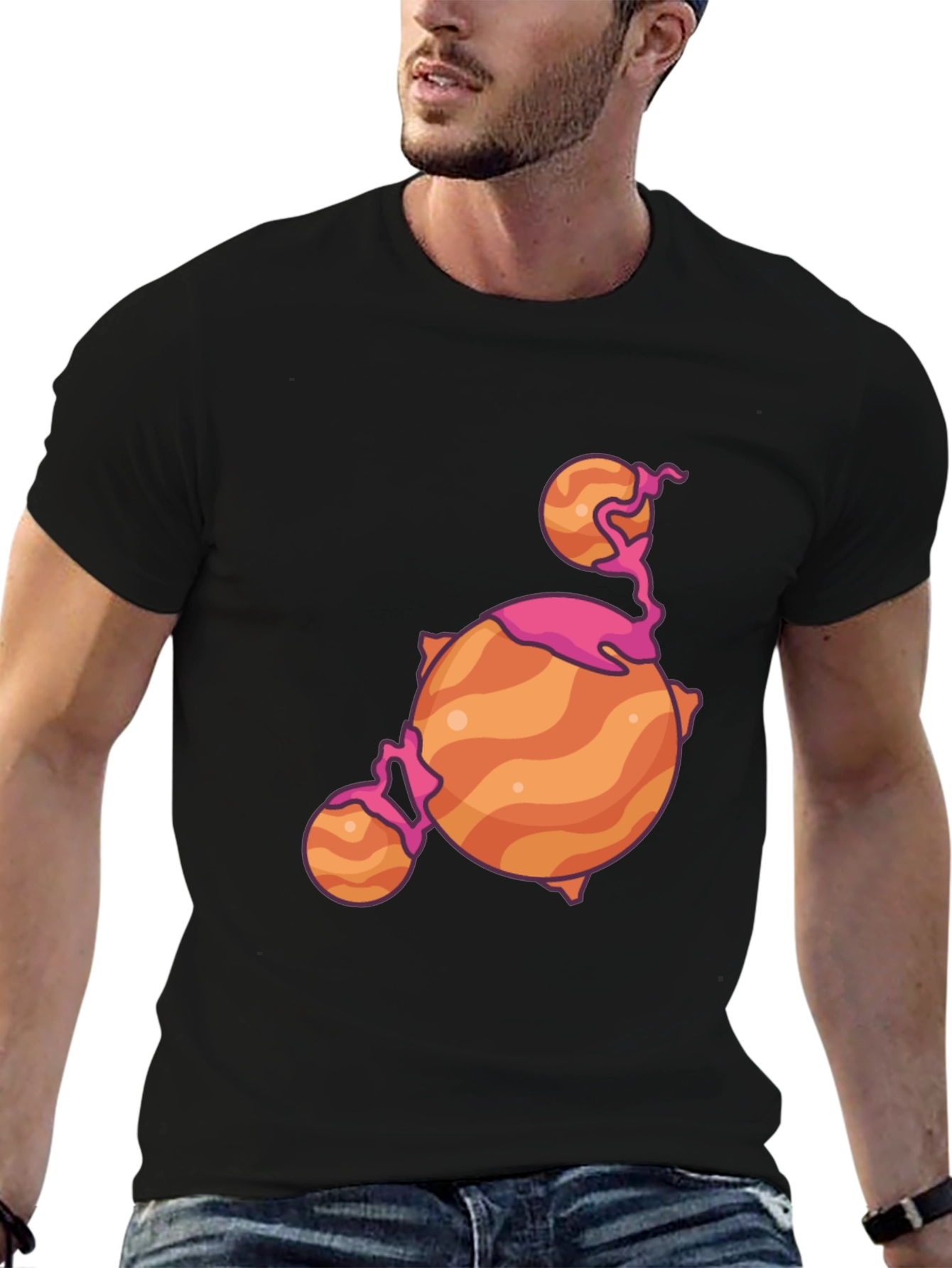Cartoon Planet Black T-Shirt