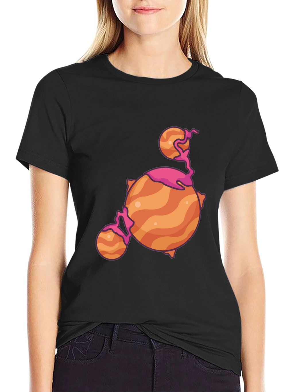Cartoon Planet Black T-Shirt
