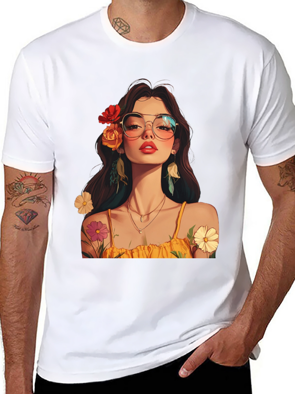 Floral Woman Graphic Tee - Stylish & Unique